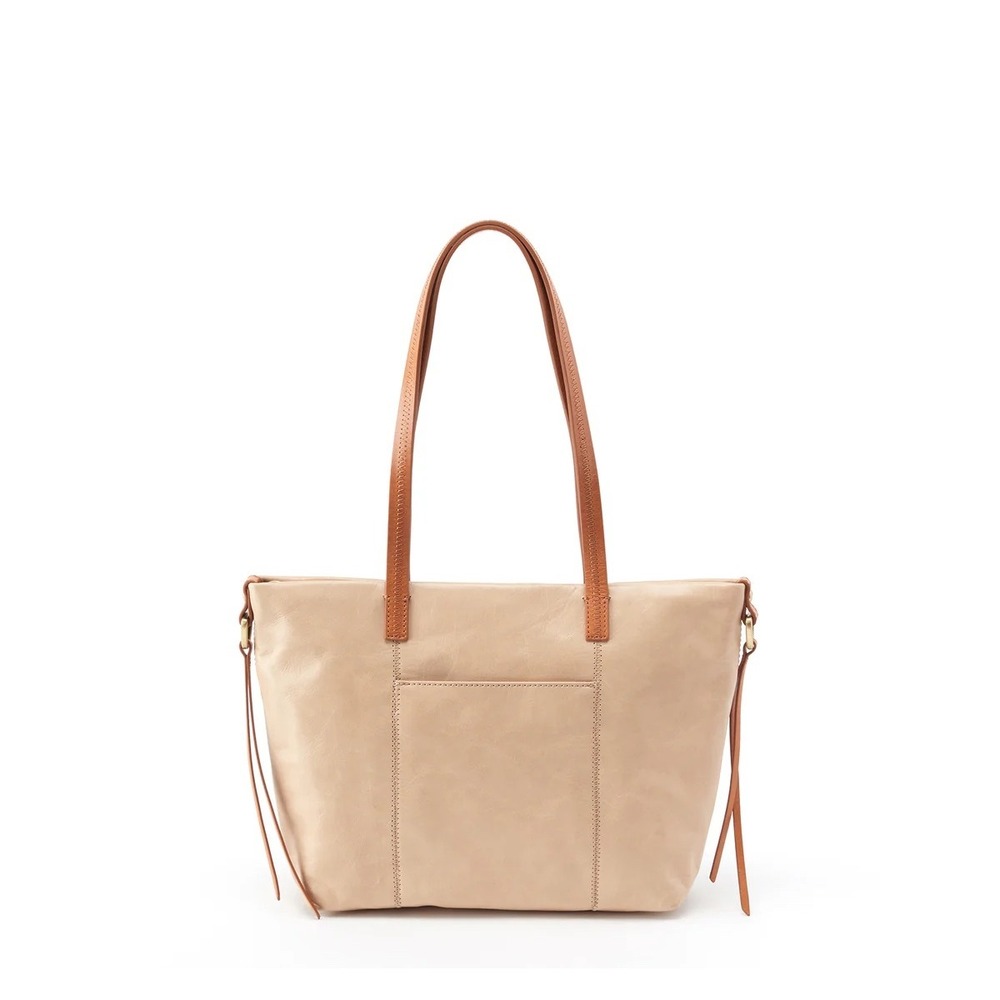 HOBO Sheila Cream Silver Leather Dark Straps Tote Bag Boho Minimalist Neutral